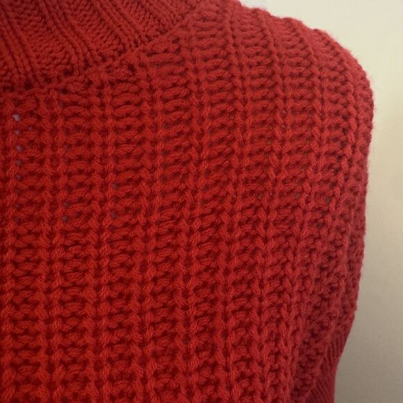 Jessica Simpson Cropped Sweater Red Chunky Knit Bobble Knit Sleeves Size Medium - Picture 6 of 9